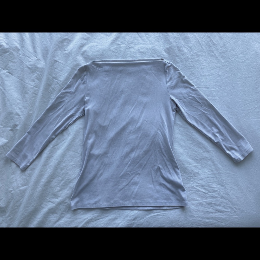 Old Navy White Boatneck 3/4 Length Sleeves Top